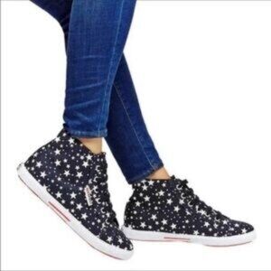 Superga Fantasia Canvas High Top Navy Star Print Sneakers Womens Size 8.5